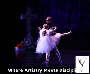 Professional ballet dancers performing on stage at North Central Ballet in Keller TX