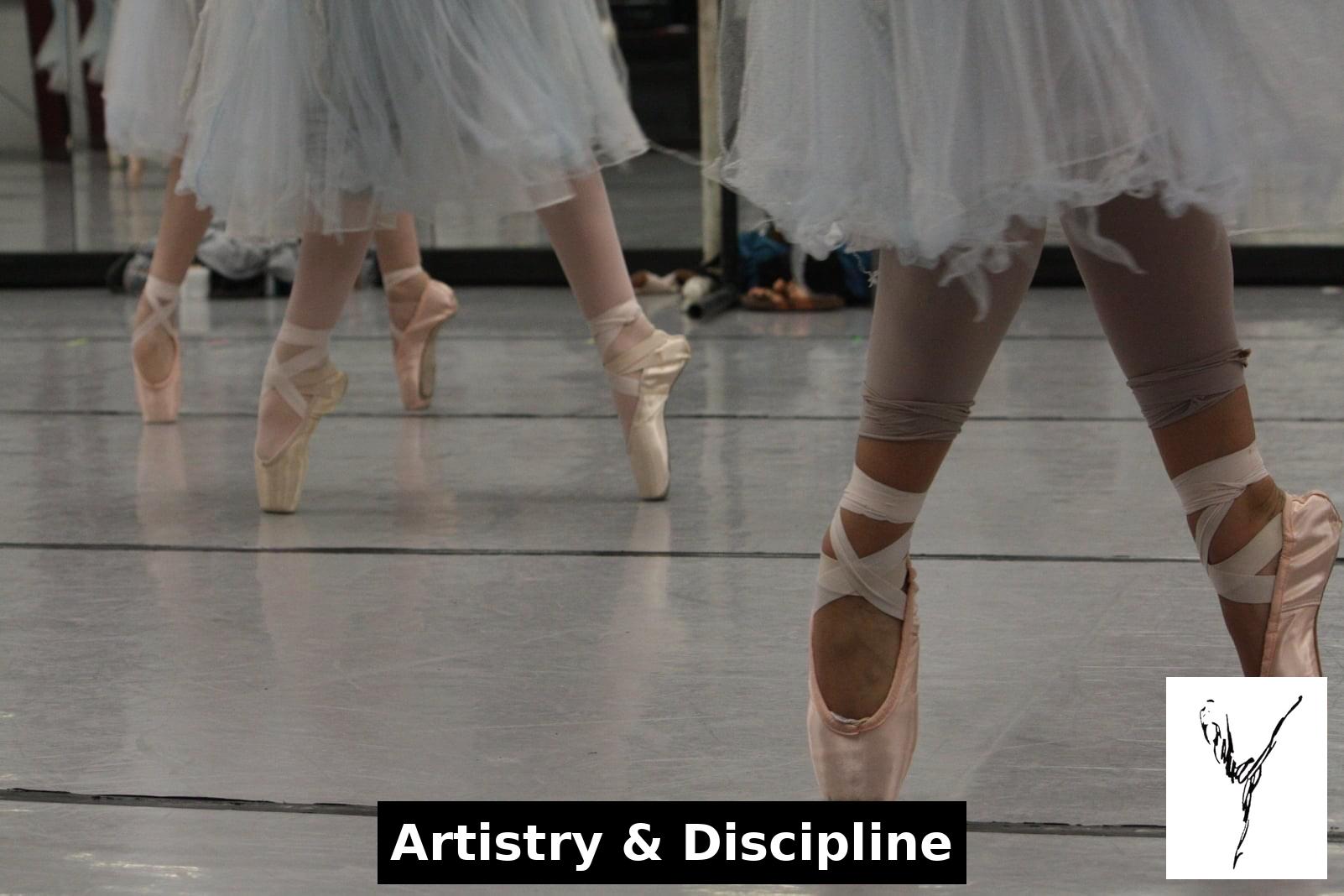 Close-up of ballet dancer tying pointe shoes before class, symbolizing discipline and professional ballet training at North Central Ballet.