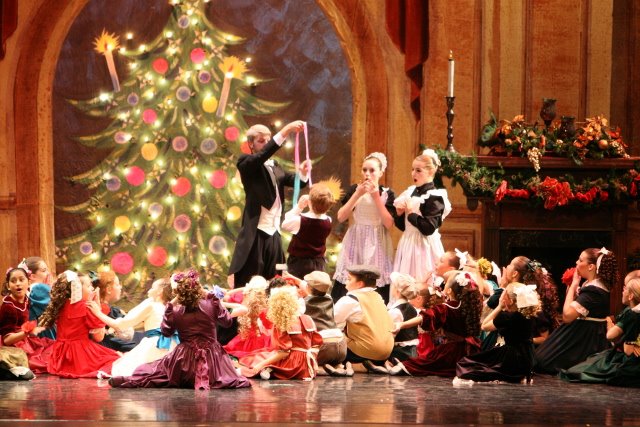 Party scene from North Central Ballet's Nutcracker production in Fort Worth